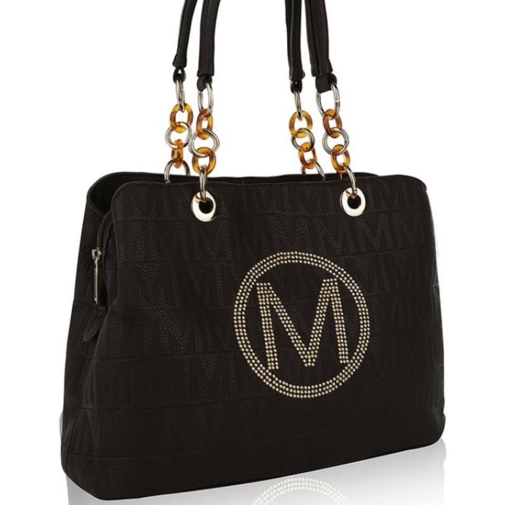Mia K Collection Chocolate Chain-Strap Satchel